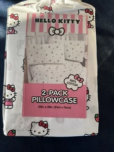 Neu Sanrio Hello Kitty 2er Pack Standardgröße Kissenbezug Rosa Erdbeeren Trinken - Bild 1 von 3