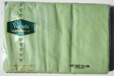 Vintage Wamsutta Lustercale Precale Cotton Green Flat Sheet 81" X 108" NOS