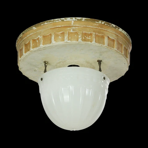 1910s Brascolite Milk Glass Dish Theater Semi Flush Mount Light Cover