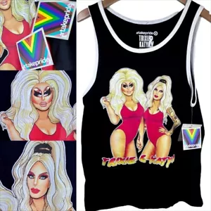TRIXIE MATTEL & KATYA New Small Pride Tank Top Drag Race Swim Suit Ringer Shirt - Picture 1 of 24