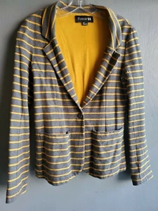Forever 21 Womens Gray & Yellow Striped Blazer Jacket - Size S/P - Picture 1 of 4