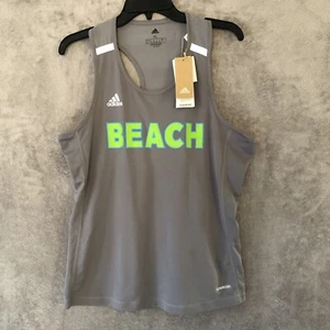 Adidas Singlet Tank Top Grey White Aeroready Beach Size XL Womens - Picture 1 of 10