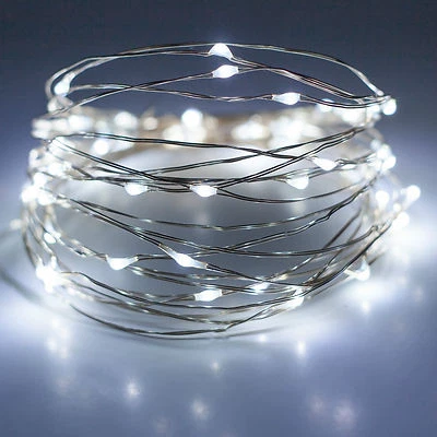 20 White LED Bulb fairy light INC BATTERY wedding table centrepiece 2meter long - Image 1 of 4