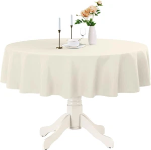 round Waterproof Tablecloth, Stain Resistant Washable Table Cloths Wrinkle Free  - Picture 1 of 12