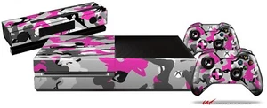 Sexy Girl Silhouette Camo Hot Pink Skin Set fits XBOX One Console Controllers - Picture 1 of 2
