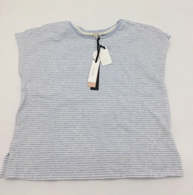 Camiseta de manga corta natural Skin orgánica para mujer, rayas blancas/hebl, M Foto 1 de 2