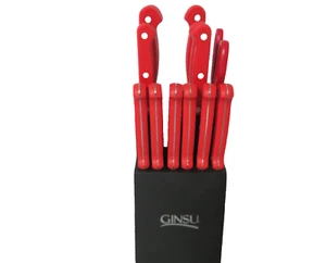 Ginsu spülmaschinenfest rot 14 teiliges Messerset Naturblock sehr schön! - Bild 1 von 11