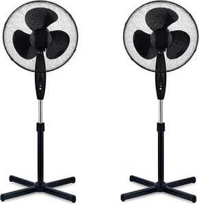 2 x 16 OSCILLATING PEDESTAL AIR COOLING ELECTRIC FAN EXTENDABLE ADJUSTABLE STAND - Picture 1 of 1