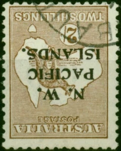 New Guinea 1916 2s Brown SG97w Wmk Inverted V.F.U - Picture 1 of 1