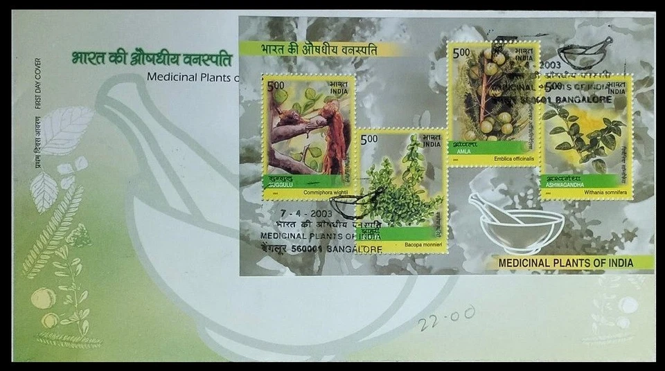 119.INDIA 2003 STAMP MINIATURE SHEET MEDICINAL PLANTS OF INDIA FDC - Image 1 of 1