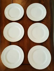 Set of 6 Royal Standard China Dessert Plates White w/Gold Trim - Picture 1 of 4