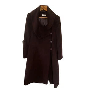Lila Wolle & Mohair Statement volle Länge Mantel Größe 12 Kleid Rock Reiten Damen - Bild 1 von 12