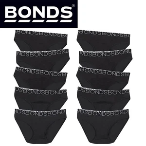 10x Bonds Girls Bikini Kids Black Cotton Briefs Undies Underwear UWCE5A Bulk - Picture 1 of 5
