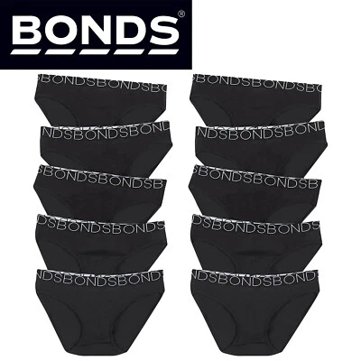 10x Bonds Girls Bikini Kids Black Cotton Briefs Undies Underwear UWCE5A Bulk - Image 1 of 4