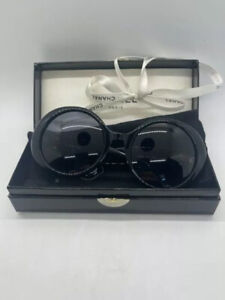 Auth Black CHANEL Sunglasses  0014 Gold HW Italy