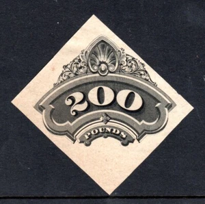 American BNC  'Fancy 200 Pounds'    Vignette Proof on India  Intaglio   1800s - Picture 1 of 2