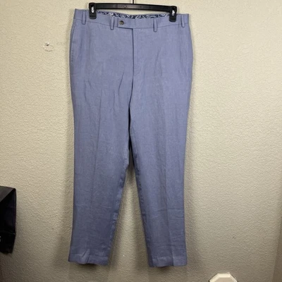 Lauren Ralph Lauren Pantalones Para Hombres 36x32 Azul Claro Lino Pierna Recta Vestido Informal Foto 1 de 4