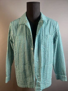 Bonobos Mens The Beau Chore Jacket Large Teal Pockets Seersucker Utility - Picture 1 of 5