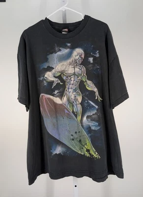 Silver Surfer Vintage Y2K Faded Black 2XL Mad Engine Marvel Comic Graphic TShirt - Image 1 of 4