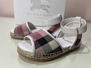 Burberry Mädchen rosa House Check weiß Leder Knöchelriemen 28 11 Sandalen Schuhe - Bild 1 von 6