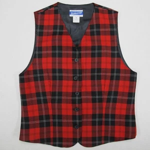Chaleco de lana a cuadros escoceses tartán rojo Pendleton de colección hecho en EE. UU. para mujer talla 6 - Imagen 1 de 12