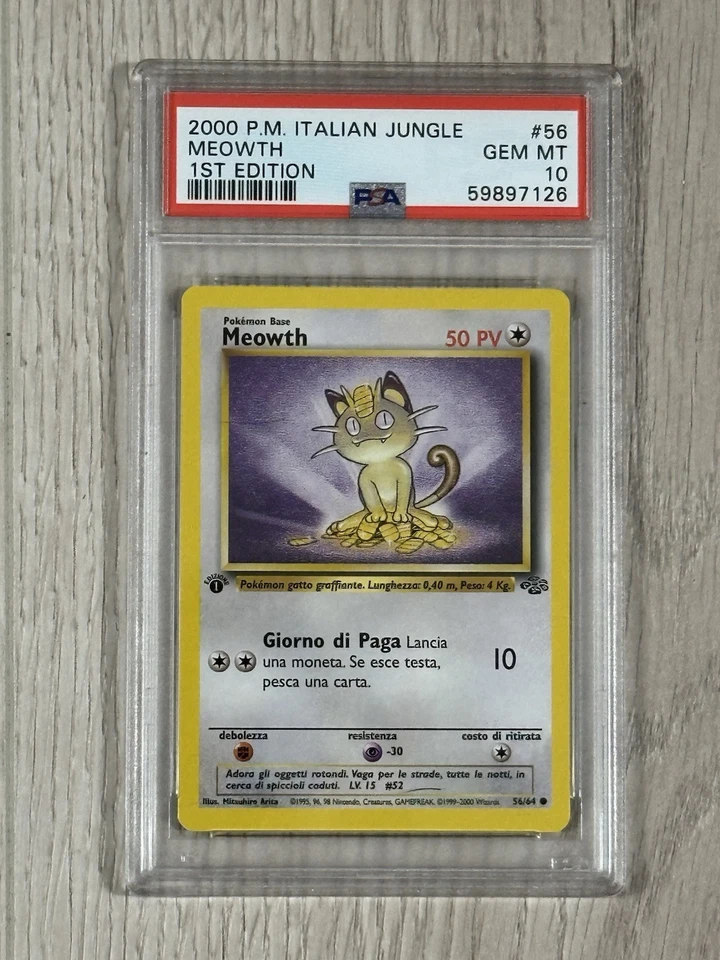 2000 Pokemon Italian Jungle Meowth 1st Edition PSA 10 - Image 1 of 1
