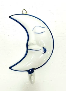 Geschenk Mann im Mond Keramik Geschirrtuch Hängehalter weiß blau 6" Höhe - Bild 1 von 9