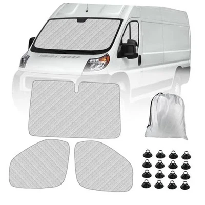 Солнцезащитный козырек на лобовое стекло 3 комплекта для изолированного переднего сиденья 2014-2024 Ram ProMaster - Изображение 1 из 4