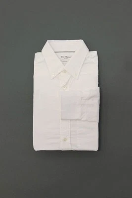 NUEVO CON ETIQUETAS Camisa Brunello Cucinelli Hombres Calce Suelto 100% Algodón Abotonada Talla XS A252 Foto 1 de 4
