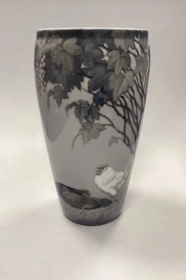 Royal Copenhagen Art Nouveau Vase - Hen and Rooster No. 2031/66 - Image 1 of 4