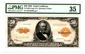 Fr. 1200 $50 1922 Gold Certificate PMG Choice Very Fine 35 - Picture 1 of 2