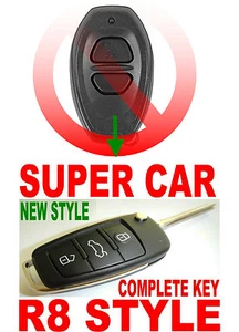 R8 STYLE FLIP KEY FOR TOYOTA BAB237131-022 RS3000 D1 GRAY REMOTE CLICKER FOB FOB - Picture 1 of 4