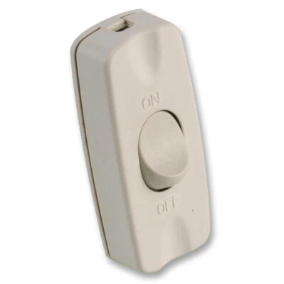 White Inline 2 Core 1A Torpedo Rocker On Off Switch Table Lamp Desk Light