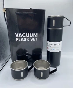 Thermos Coffee Travel Mug 500ml Stainless Steel Vacuum Flask 4pc Set Black New - Picture 1 of 9