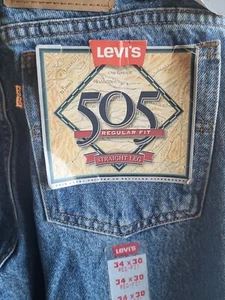 Vintage Levis 505 Orange Tab Herren 34x30 Light Denim Straight Leg 80’s 90’s Neu mit Etikett - Bild 1 von 9