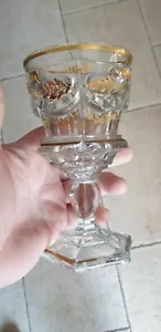ANTIQUE BACCARAT CRYSTAL GLASS NNAPOLEON III FACETED FOOT GOLDEN MEDALLIONS - Picture 1 of 11