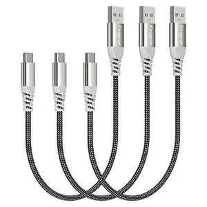 Short USB C Cable-30Cm 3 Pack Fasgear Fast Charging USB a to Type C Cord Nylon - Picture 1 of 4
