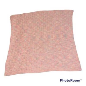 Manta bebé ganchillo hecha a mano tejida afgana cuna pasteles rosa 33x34" - Imagen 1 de 4