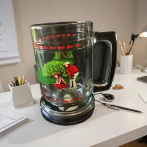 Vintage Princess House Golf Szene Stein Glas Bierkrug - Bild 1 von 13