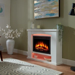 Electric Fireplace with Surround, LED Flame & Mood Light – Endeavour Ebberston - Picture 1 of 7