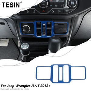 Blue Window Control Botton Frame Trim Bezel Cover for Jeep Wrangler JL JT 2018+ - Picture 1 of 11