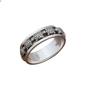 925 Sterling silver Turtle Spinner Ring Animal Worry Meditation Handmade Ring - Picture 1 of 6