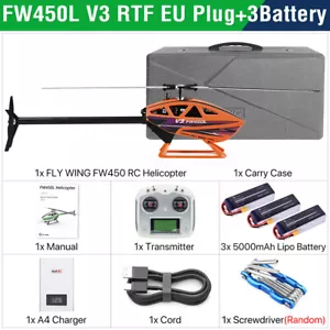 Fly Wing FW450L V3 RC Helicopters Remote Control 3D GPS 6CH 110V-240V 3 Battery - Picture 1 of 4