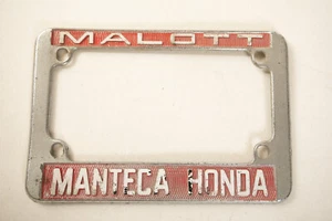 Malott Manteca Honda Motorcycle License Plate Frame (UH1-3/JSF6)  Red White - Picture 1 of 7