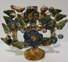Stamped Mexican Pottery Folk Art Tree of Life Candle Holder 