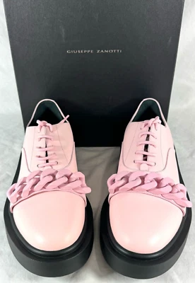 GIUSEPPE ZANOTTI Adrik цепочка отделки шнурует вверх розовая кожа сделано в Италии 43 10US - Изображение 1 из 4