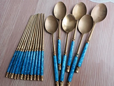 Thailand Essstäbchen Löffel Bronze 6 tlg. - Bild 1 von 3