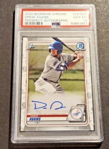 2020 Drew Avans 1st Bowman Chrome Prospect Auto PSA 10 RC ROOKIE #CPA-DA