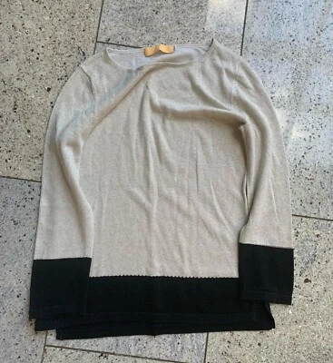 Damen Pullover Goldbeige Schwarz mit Glanzgarn Gr.XS Sehr guter Zustand - Bild 1 von 3