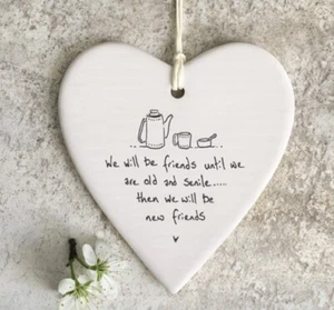East of India porcelain hanging heart we will be friends until 6201 - Picture 1 of 1